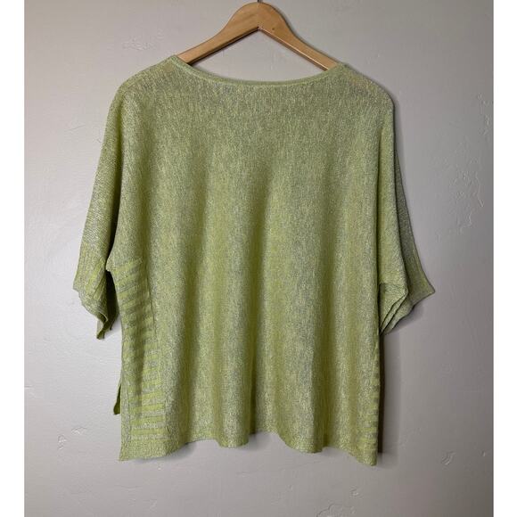 by Anthropologie  Alicia Shimmer Pullover Lime Green Linen Blend XS - Picture 6 of 6